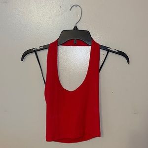 Red halter crop top
